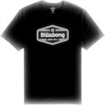 Billabong Mens T-Shirt Black White Denim Short Sleeve