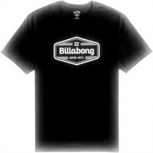 Billabong Mens T-Shirt Black White Denim Short Sleeve