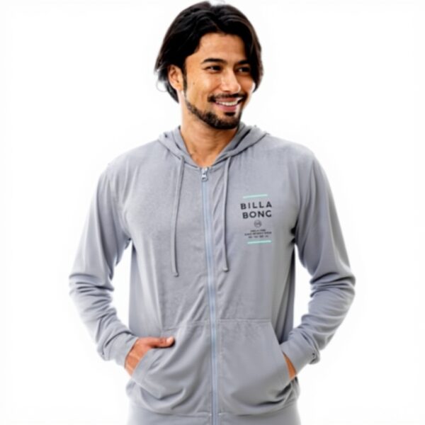 BILLABONG Mens Rash Guard Zip Hood Long Sleeve