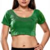 Velvet Saree Blouse Womens Cap Sleeve U Neck Stretchable-0
