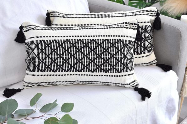 Oveesha Bohemian Cotton Pillow Covers Handwoven Home Decor-7