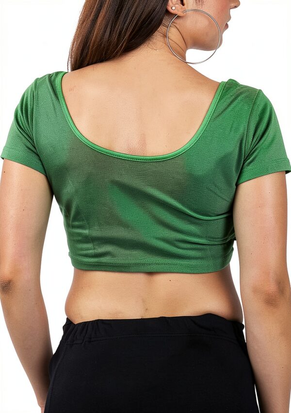 Velvet Saree Blouse Womens Cap Sleeve U Neck Stretchable-2