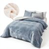 Flysheep Light Gray Fleece Blanket Set Winter Warm-1