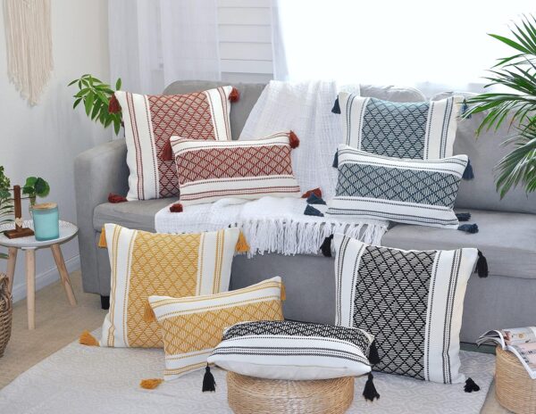Oveesha Bohemian Cotton Pillow Covers Handwoven Home Decor-6