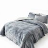 Flysheep Light Gray Fleece Blanket Set Winter Warm-0
