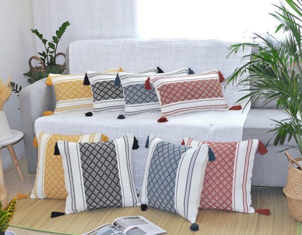 Oveesha Bohemian Cotton Pillow Covers Handwoven Home Decor-6