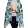 OAROK Mint Gray Leaf Scarf Polyester Tassel Unisex Adult-1