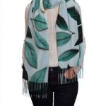 OAROK Mint Gray Leaf Scarf Polyester Tassel Unisex Adult-0