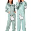 RPLIFE Llama Print Onesie Pastel Mint Cozy Velvet Unisex-2