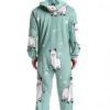 RPLIFE Llama Print Onesie Pastel Mint Cozy Velvet Unisex-4