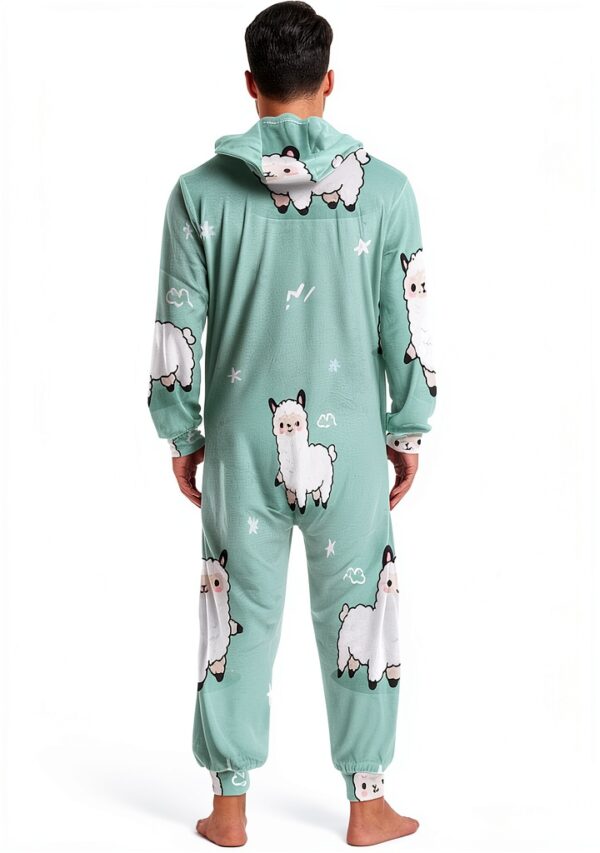 RPLIFE Llama Print Onesie Pastel Mint Cozy Velvet Unisex-4