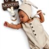 Bunny Bonnet Baby Hat Camel Linen Velvet Ears Mali Wear-3