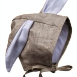 Bunny Bonnet Baby Hat Camel Linen Velvet Ears Mali Wear-0