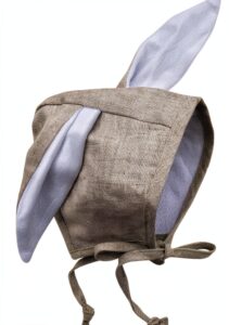 Bunny Bonnet Baby Hat Camel Linen Velvet Ears Mali Wear-0