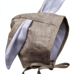 Bunny Bonnet Baby Hat Camel Linen Velvet Ears Mali Wear-0