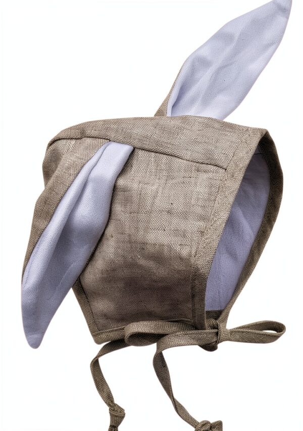 Bunny Bonnet Baby Hat Camel Linen Velvet Ears Mali Wear-0