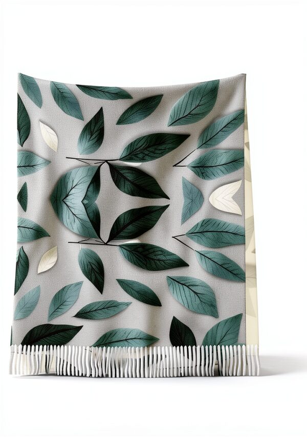 OAROK Mint Gray Leaf Scarf Polyester Tassel Unisex Adult-8