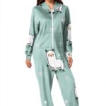 RPLIFE Llama Print Onesie Pastel Mint Cozy Velvet Unisex-0