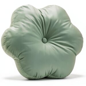 Mint Green Button Tufted Velvet Throw Pillow, Round Cushion for Sofa-0
