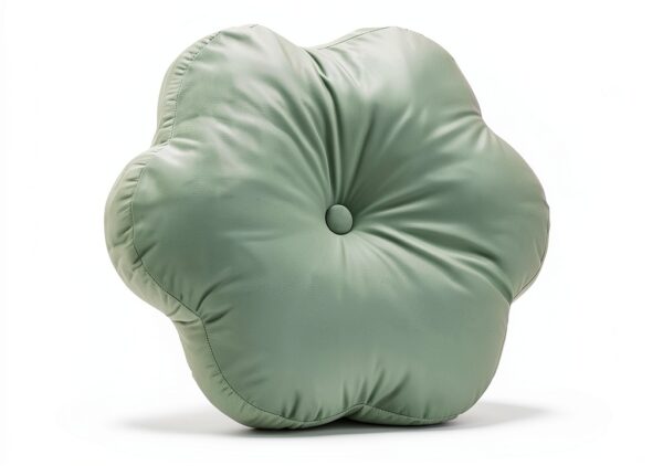 Mint Green Button Tufted Velvet Throw Pillow, Round Cushion for Sofa-0