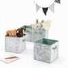 Urban Shop Set of 4 Crushed Velvet Storage Cubes, Mint-1