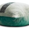 The HomeCentric Designer Teal Blue 30x65 cm (12"x26") Lumbar Cushion Covers, Velvet Beaded & Velvet Lumbar Cushion Covers, Striped Pattern Modern Style - Sparkling Stripe Teal-1