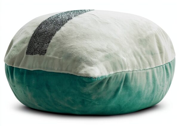 The HomeCentric Designer Teal Blue 30x65 cm (12"x26") Lumbar Cushion Covers, Velvet Beaded & Velvet Lumbar Cushion Covers, Striped Pattern Modern Style - Sparkling Stripe Teal-1