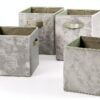 Urban Shop Set of 4 Crushed Velvet Storage Cubes, Mint-0