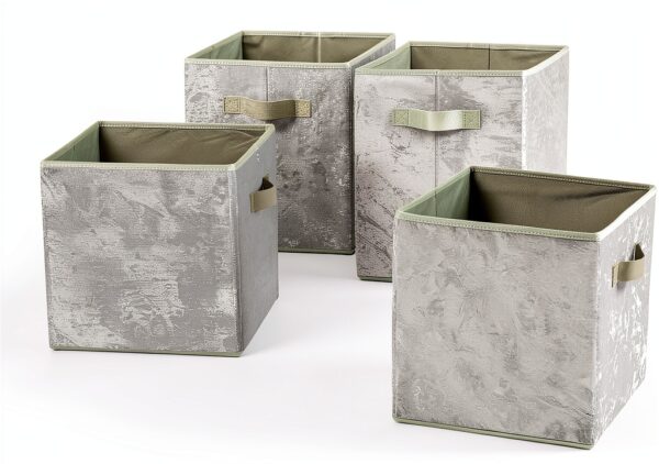 Urban Shop Set of 4 Crushed Velvet Storage Cubes, Mint-0