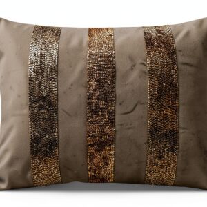 The HomeCentric Decorative Charcoal Grey 30x65 cm (12"x26") Lumbar Cushion Covers, Velvet Beaded Lumbar Cushion Covers, Striped Pattern Modern Style - Sparkling Stripe Charcoal-0