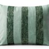 The HomeCentric Designer Teal Blue 30x65 cm (12"x26") Lumbar Cushion Covers, Velvet Beaded & Velvet Lumbar Cushion Covers, Striped Pattern Modern Style - Sparkling Stripe Teal-0