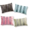 The HomeCentric Designer Teal Blue 30x65 cm (12"x26") Lumbar Cushion Covers, Velvet Beaded & Velvet Lumbar Cushion Covers, Striped Pattern Modern Style - Sparkling Stripe Teal-3